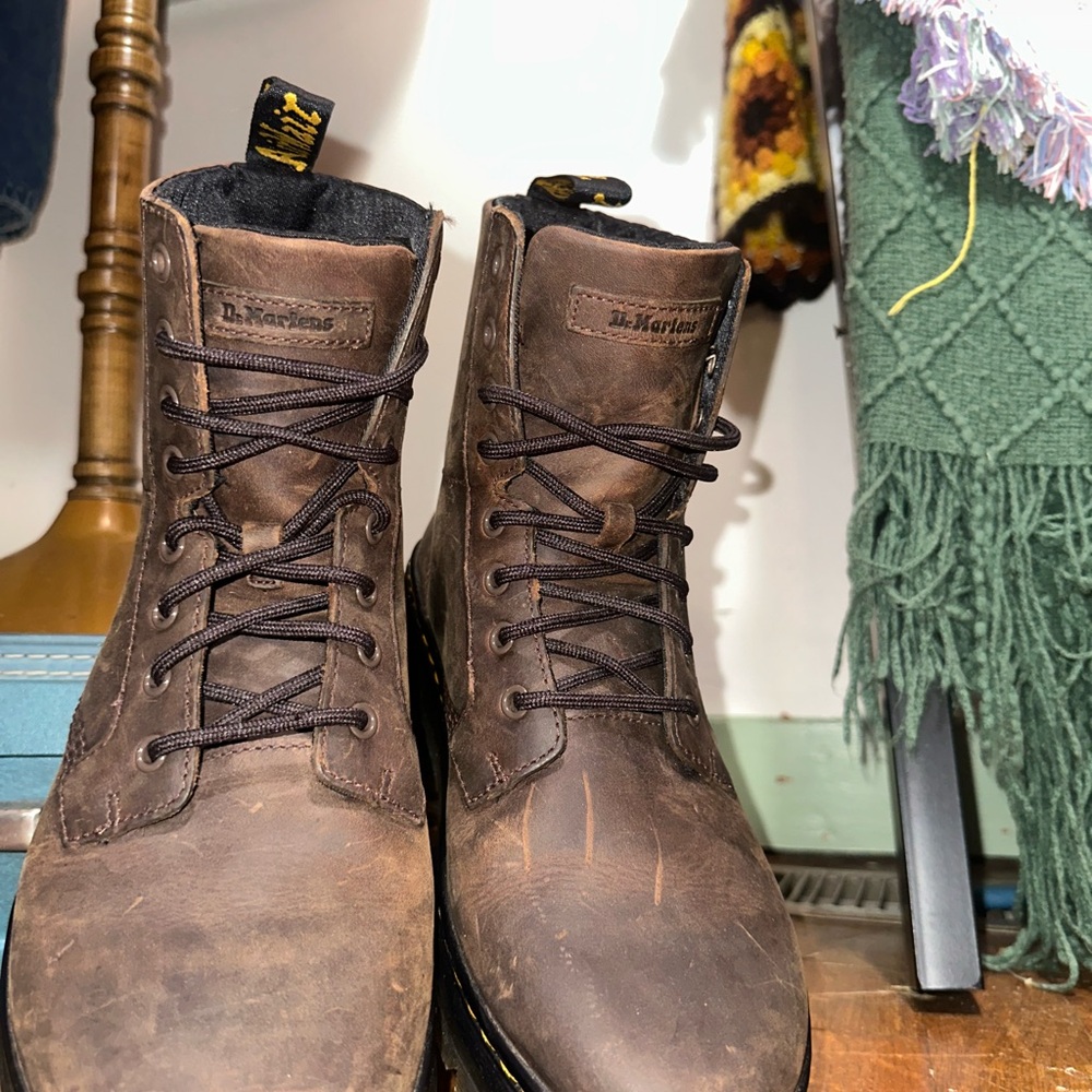 Dr. Martens Brown Leather Lace-Up Combat Boots